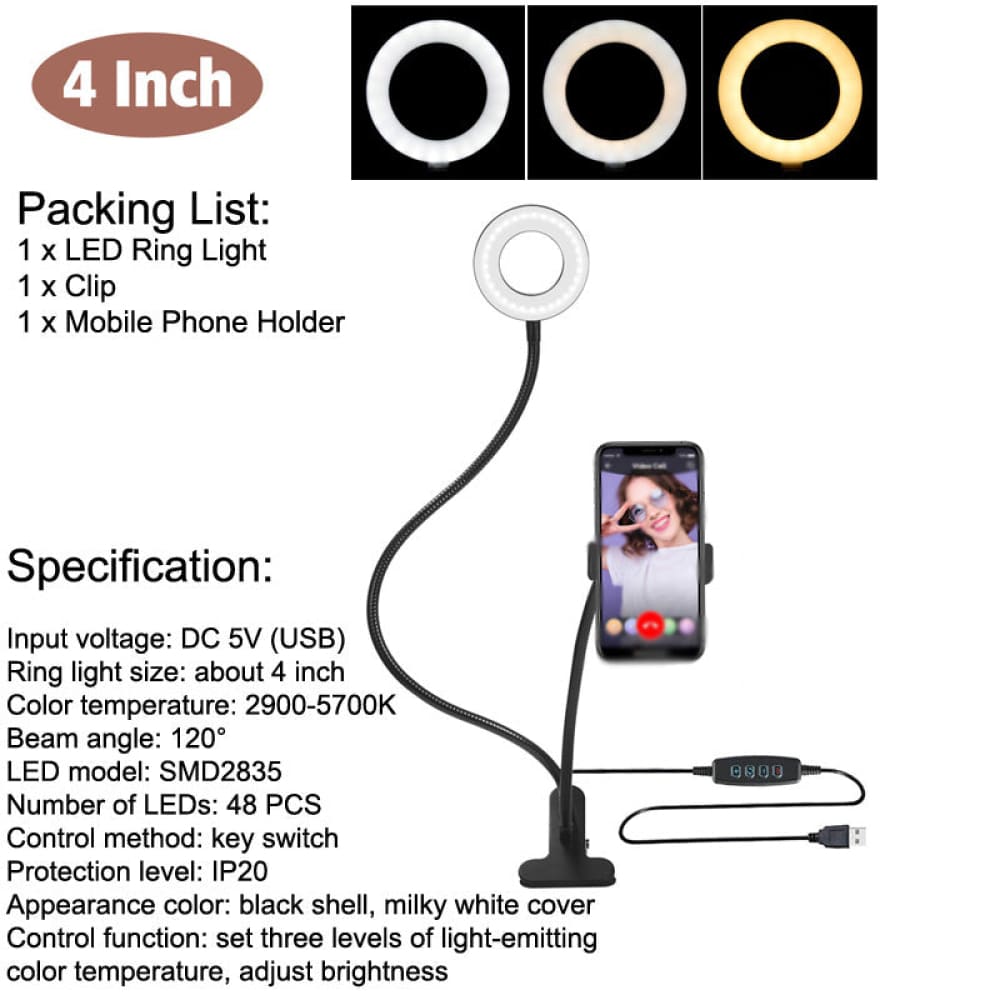 10-inch ring light stand big adjustable 3200-5500k led 