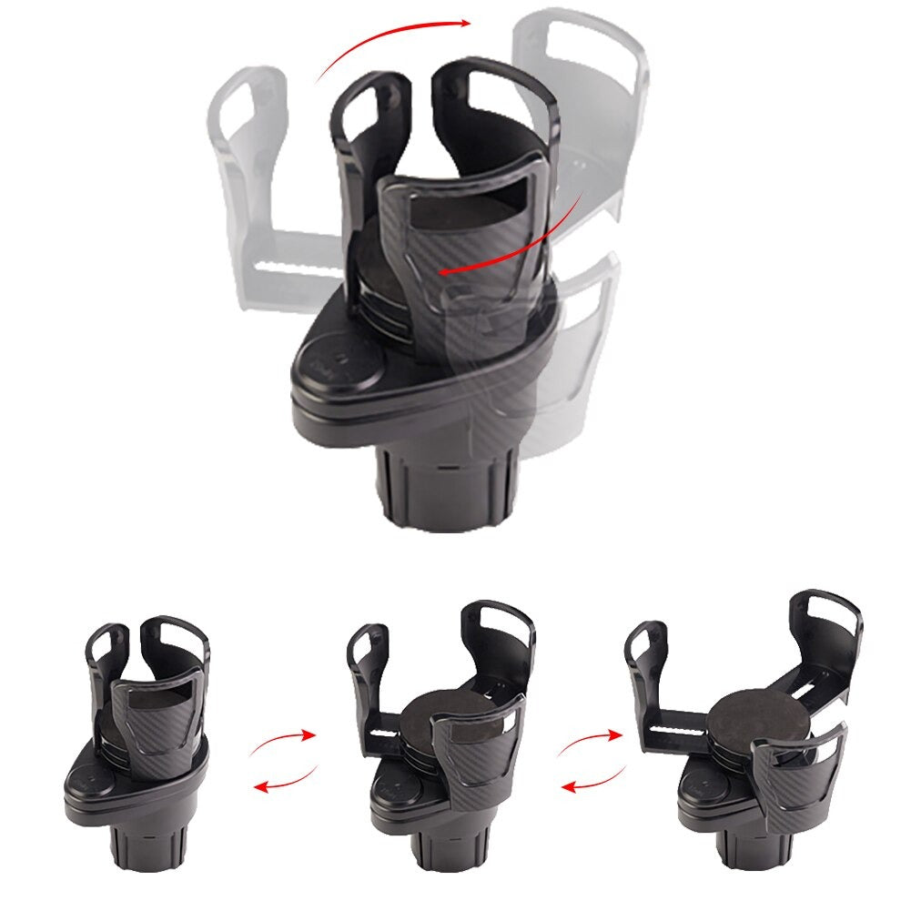 360 Degrees Rotatable 2 in 1 Car Water Cup Holder