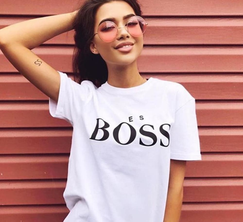 3D Printed Women's T-Shirts Boss Letter - ELECTRONICS-HEAVEN