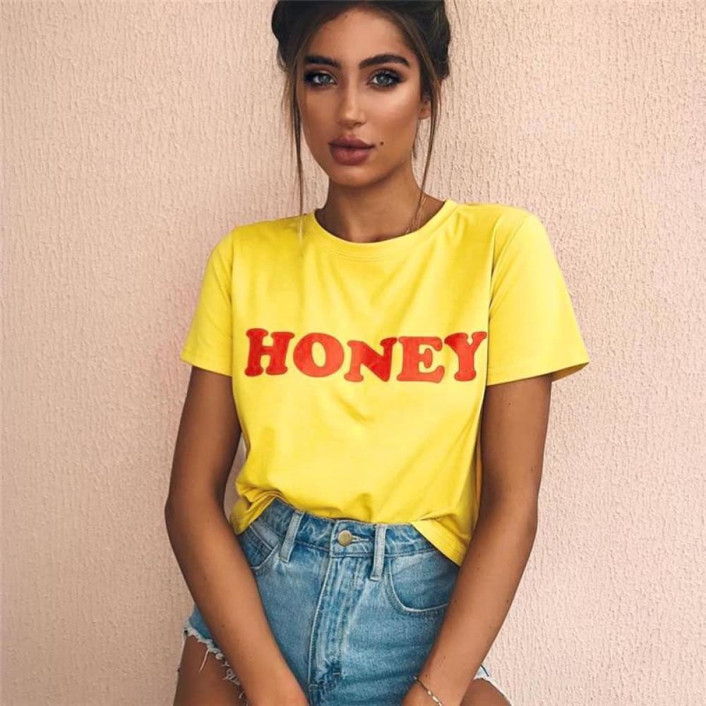 3D Printed Women's T-Shirts Honey - ELECTRONICS-HEAVEN