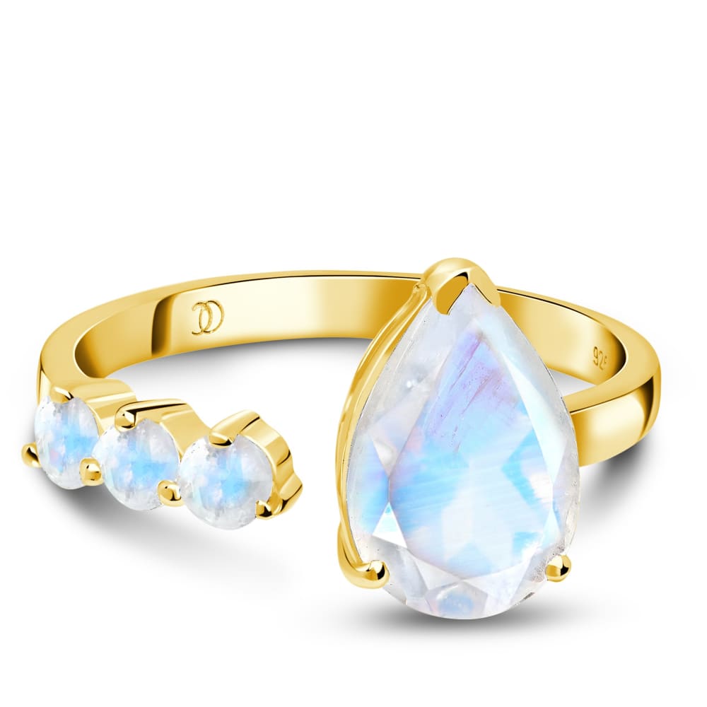 Adjustable moonstone ring - array - 14kt yellow gold vermeil