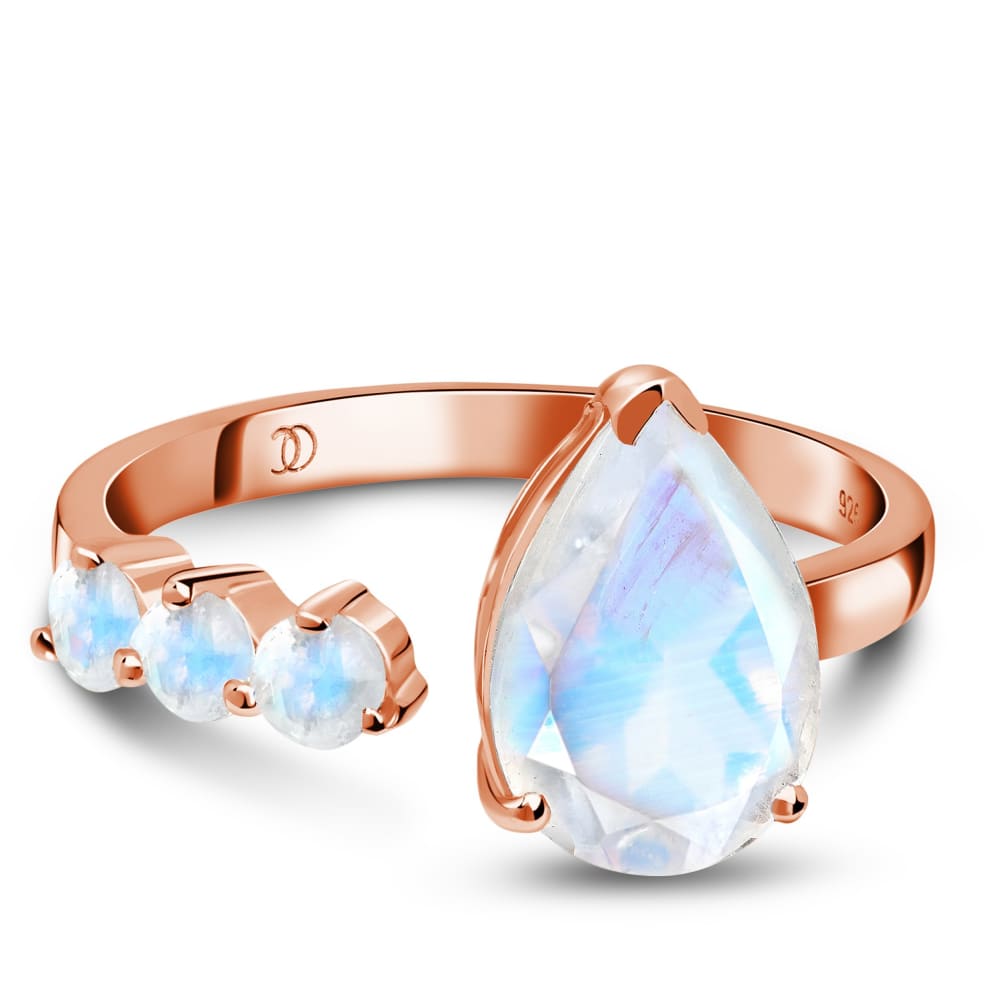 Adjustable moonstone ring - array - 14kt rose gold vermeil /