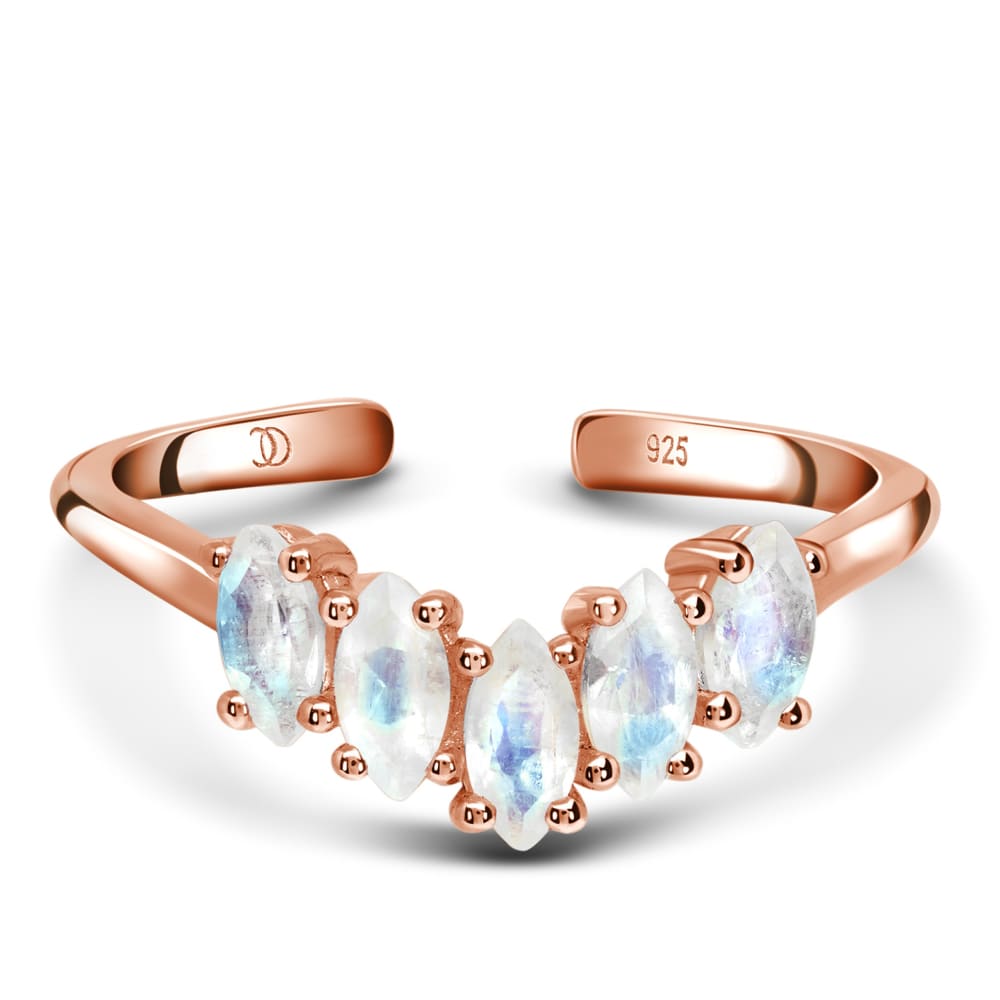 Adjustable moonstone ring - everlasting - 14kt rose gold 