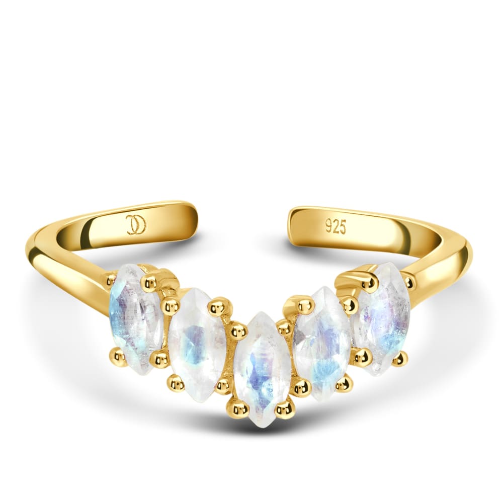 Adjustable moonstone ring - everlasting - 14kt yellow gold 