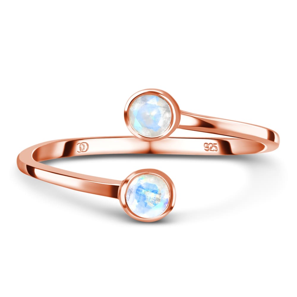 Adjustable moonstone ring - evolve - 14kt rose gold vermeil 