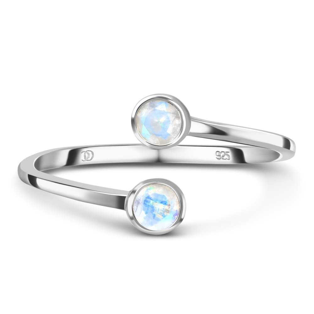 Adjustable moonstone ring - evolve - 925 sterling silver / s