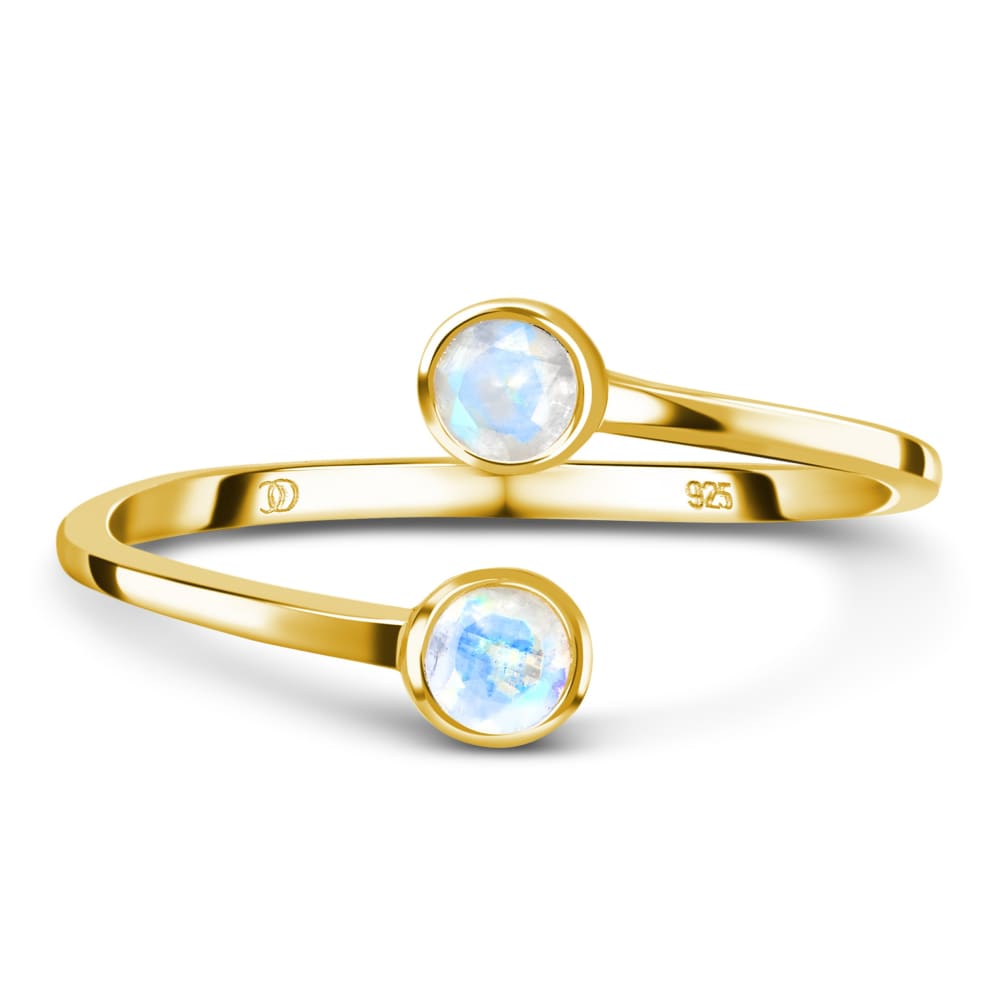 Adjustable moonstone ring - evolve - 14kt yellow gold 