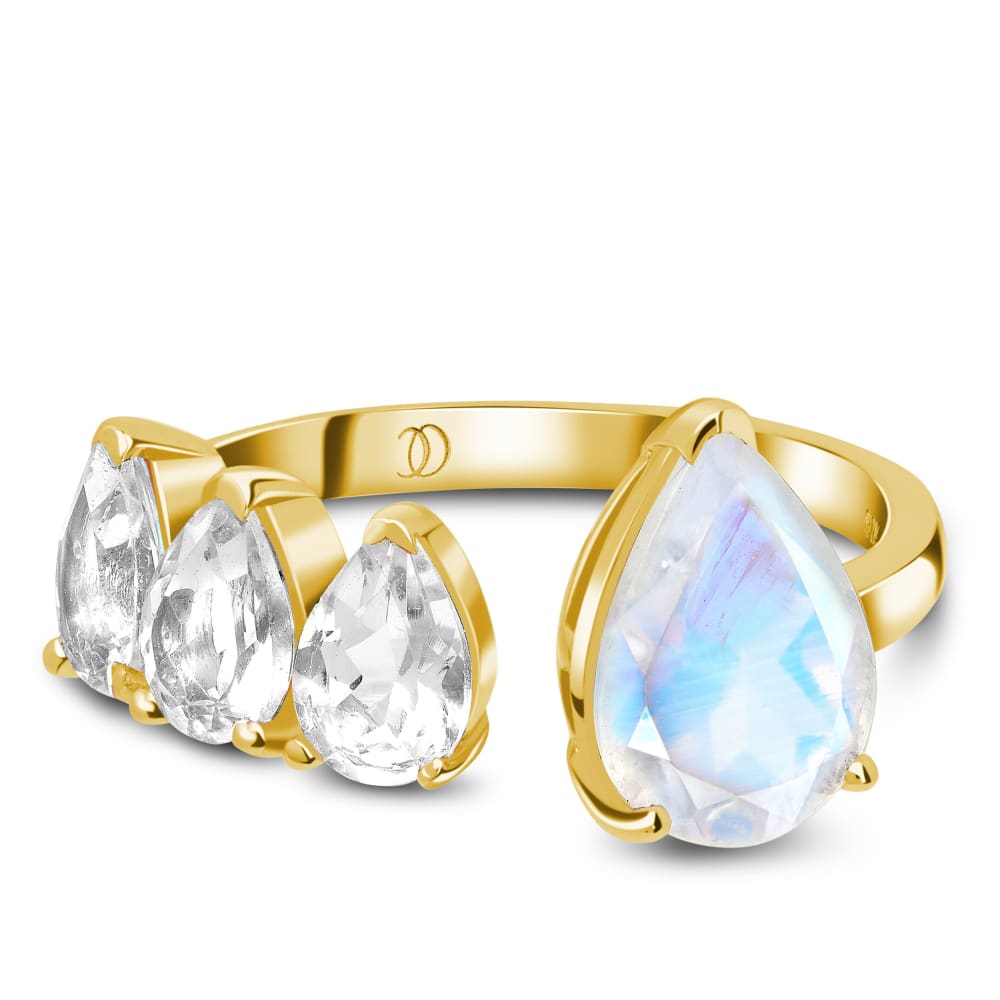 Adjustable moonstone ring - lush - 14kt yellow gold vermeil 