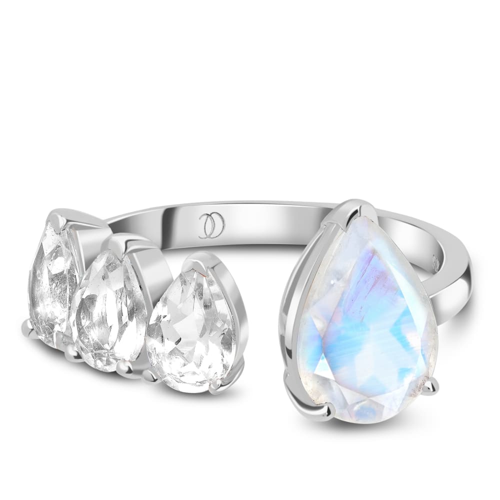 Adjustable moonstone ring - lush - 925 sterling silver / s -