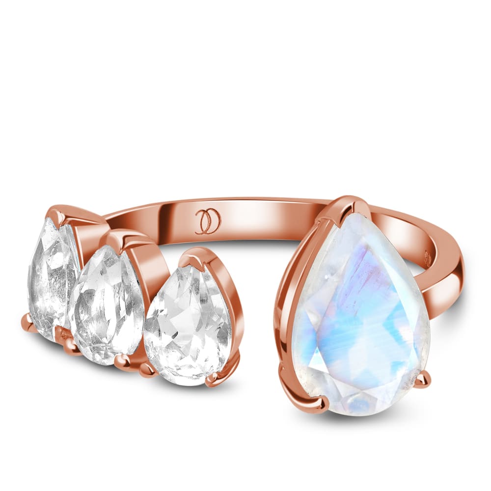 Adjustable moonstone ring - lush - 14kt rose gold vermeil / 