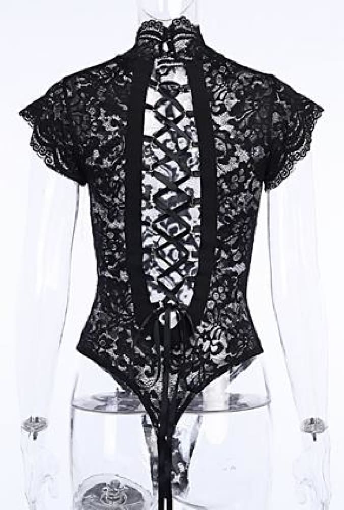 Ahyoka - ribbon lace back bodysuit - lingerie