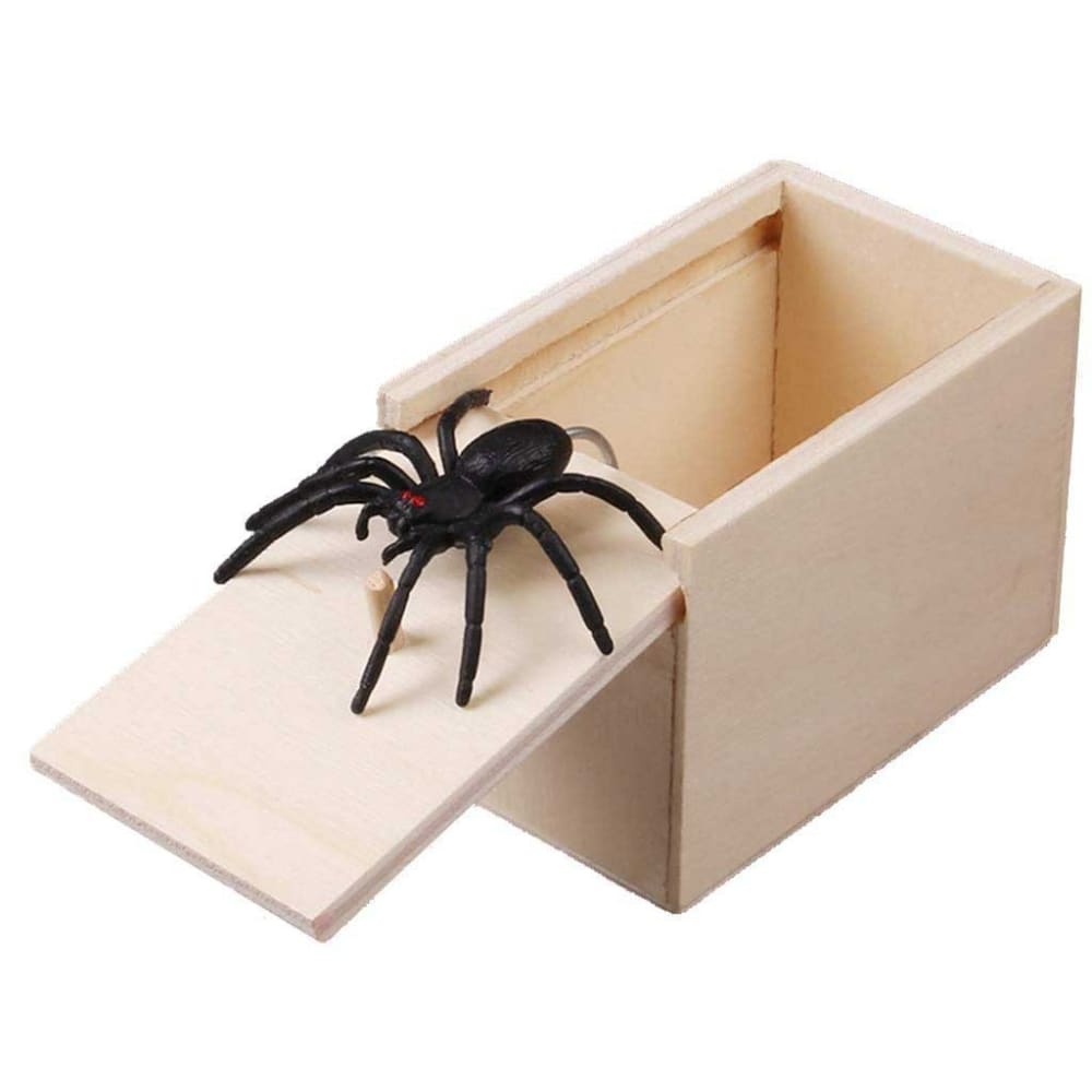 April Fool's Day gift Wooden Prank Trick Practical Joke Home Office Scare Toy Box Gag Spider Mouse Kids Funny Play Joke Gift Toy - ELECTRONICS-HEAVEN