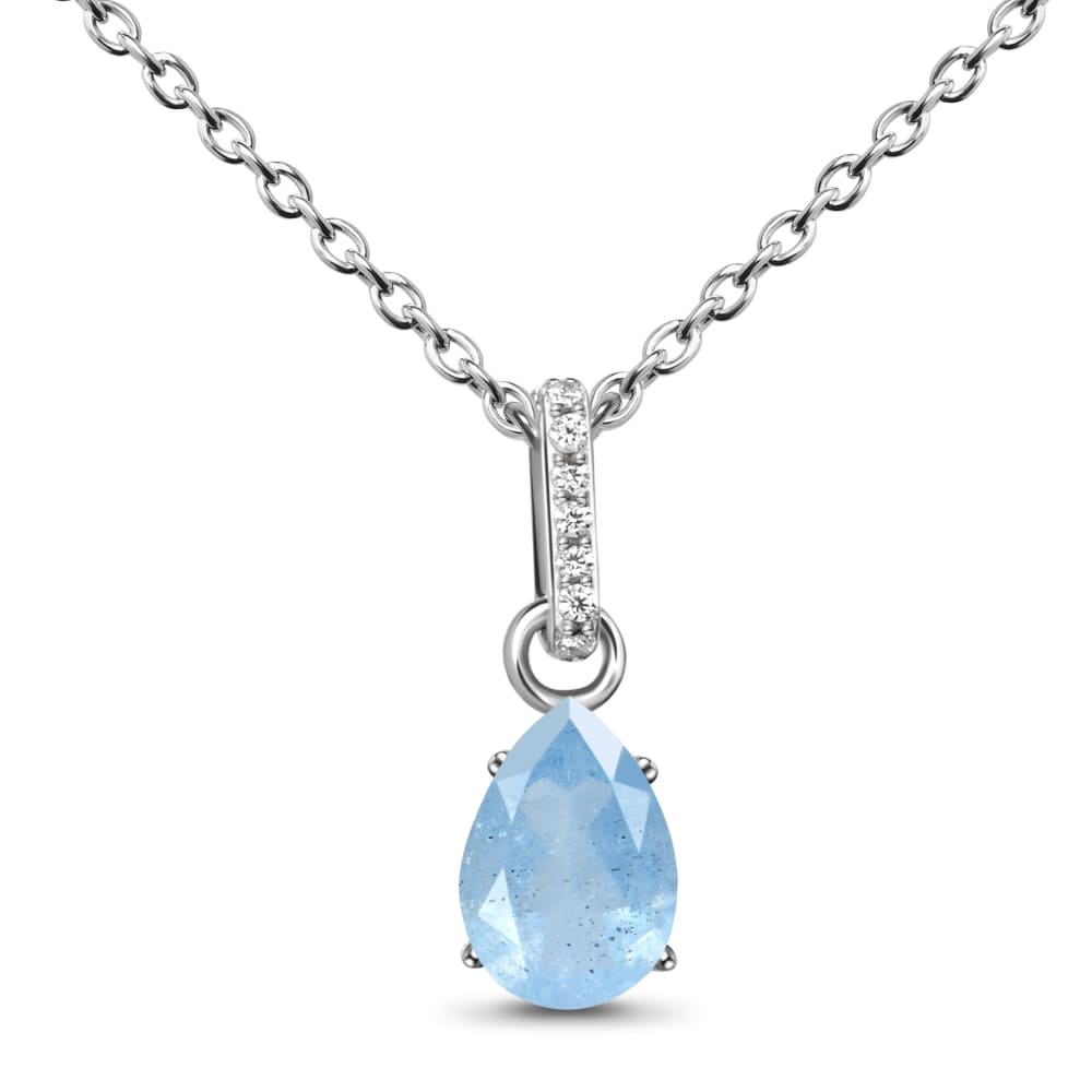 Aquamarine necklace sway - march birthstone - 925 sterling 