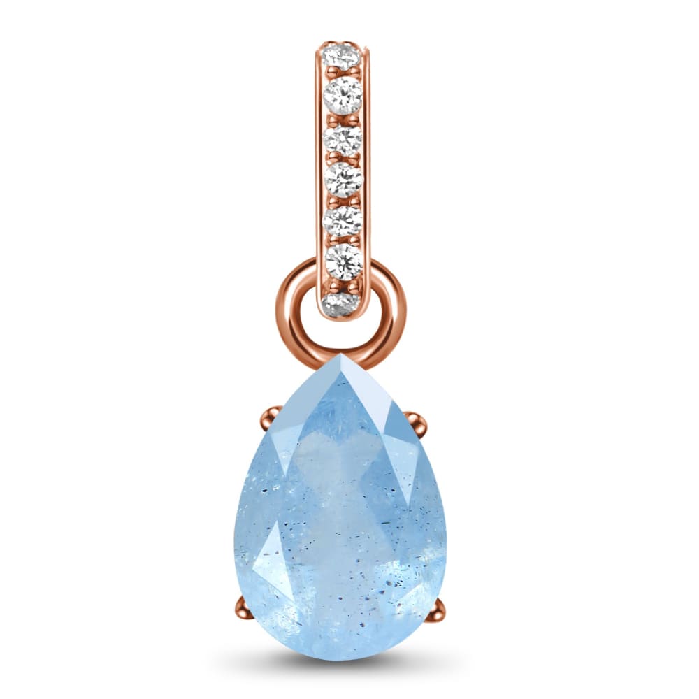 Aquamarine pendant sway - march birthstone - 14kt rose gold 