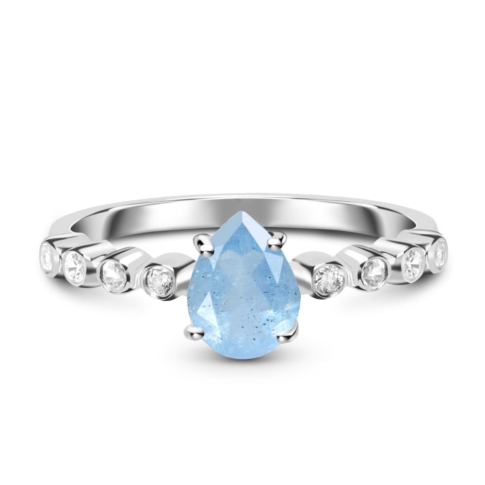 Aquamarine ring essence - march birthstone - 925 sterling 