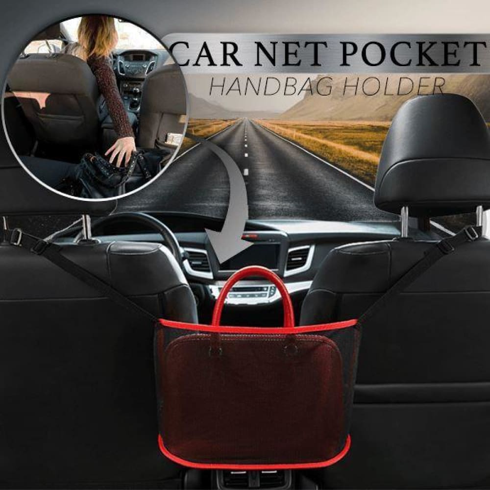 Car net pocket handbag holder - standard / red - car