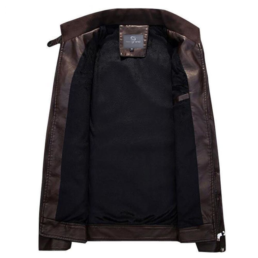 Fashionable slim fitted mens leather jacket