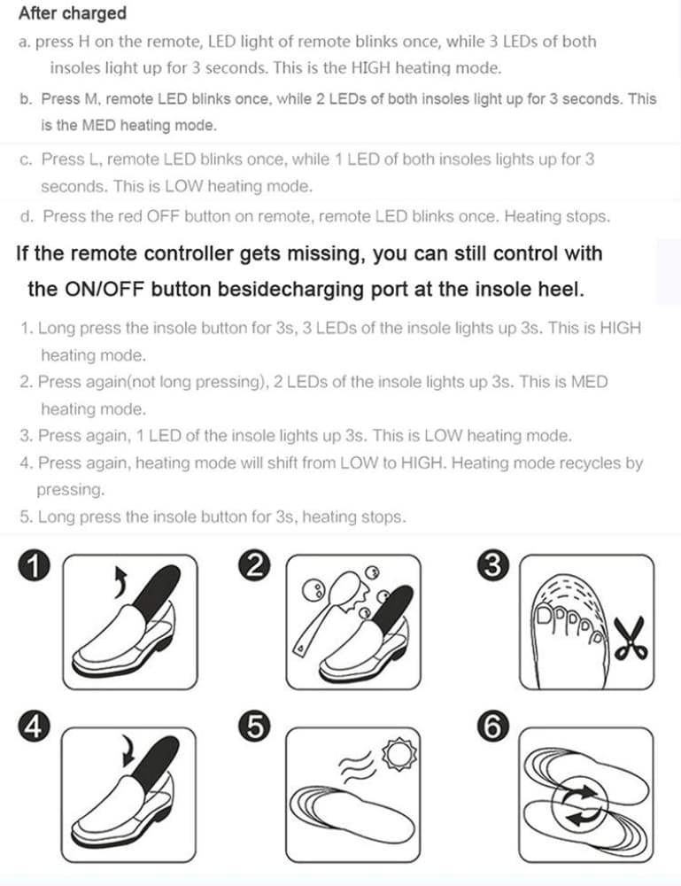 Heating Insoles With Wireless Remote 1800Mah Heating Insoles ELECTRONICS-HEAVEN 