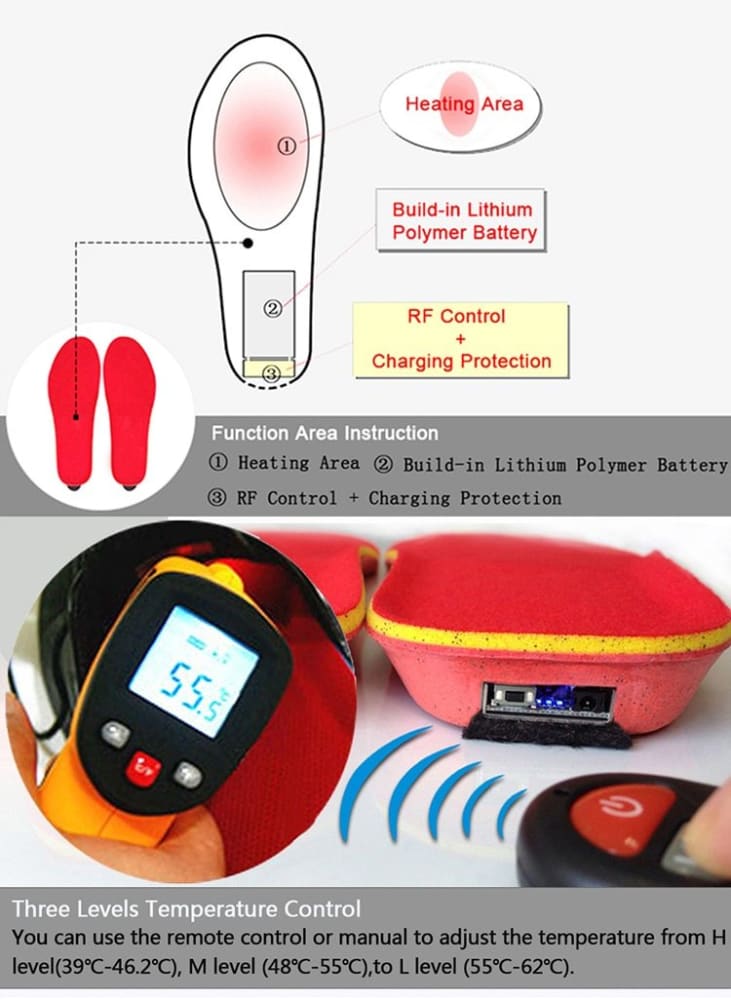 Heating Insoles With Wireless Remote 1800Mah Heating Insoles ELECTRONICS-HEAVEN 