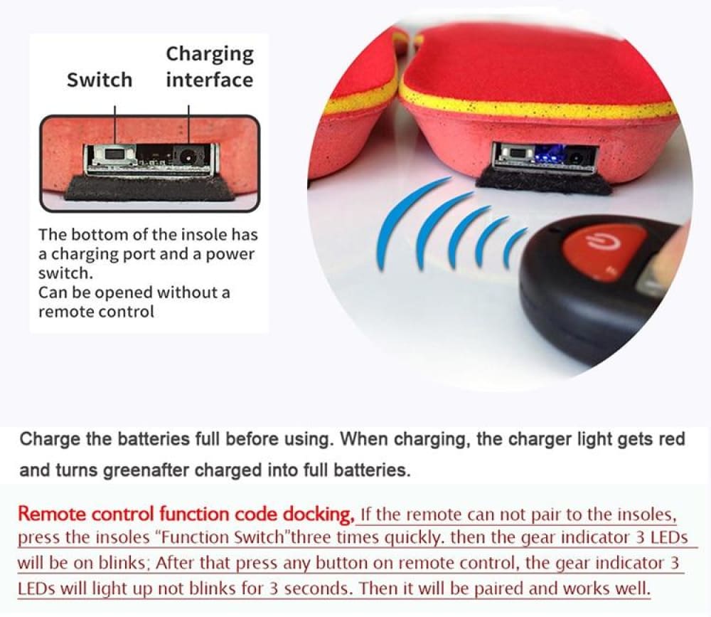 Heating Insoles With Wireless Remote 1800Mah Heating Insoles ELECTRONICS-HEAVEN 