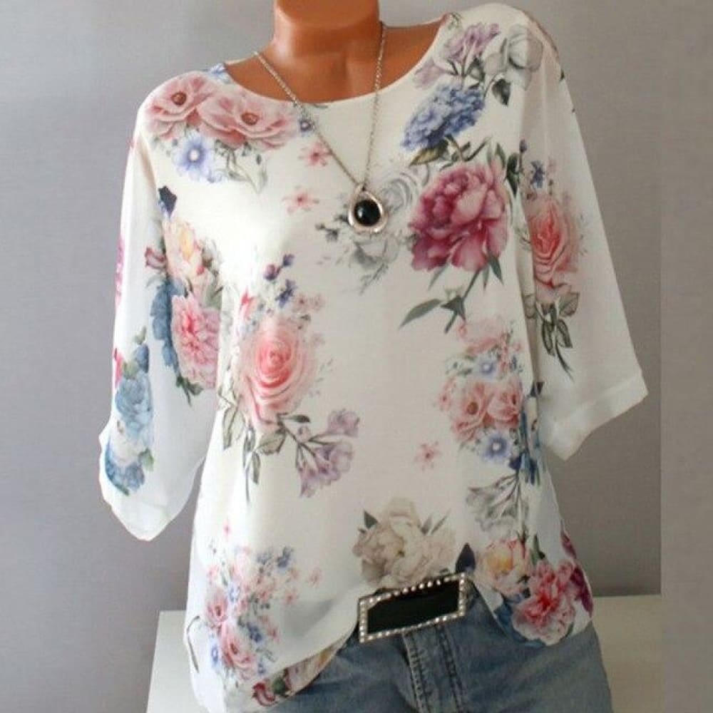 Summer Floral Print Women Blouse - ELECTRONICS-HEAVEN