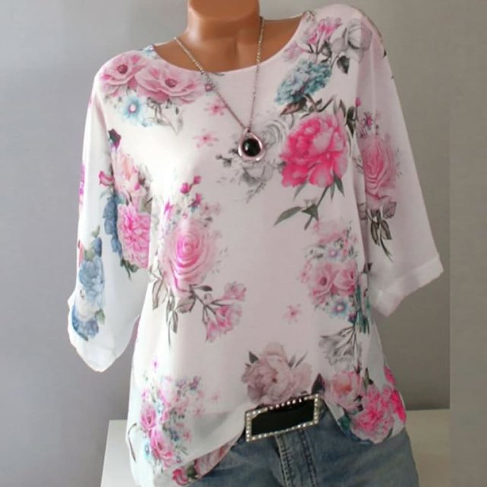 Summer Floral Print Women Blouse - ELECTRONICS-HEAVEN