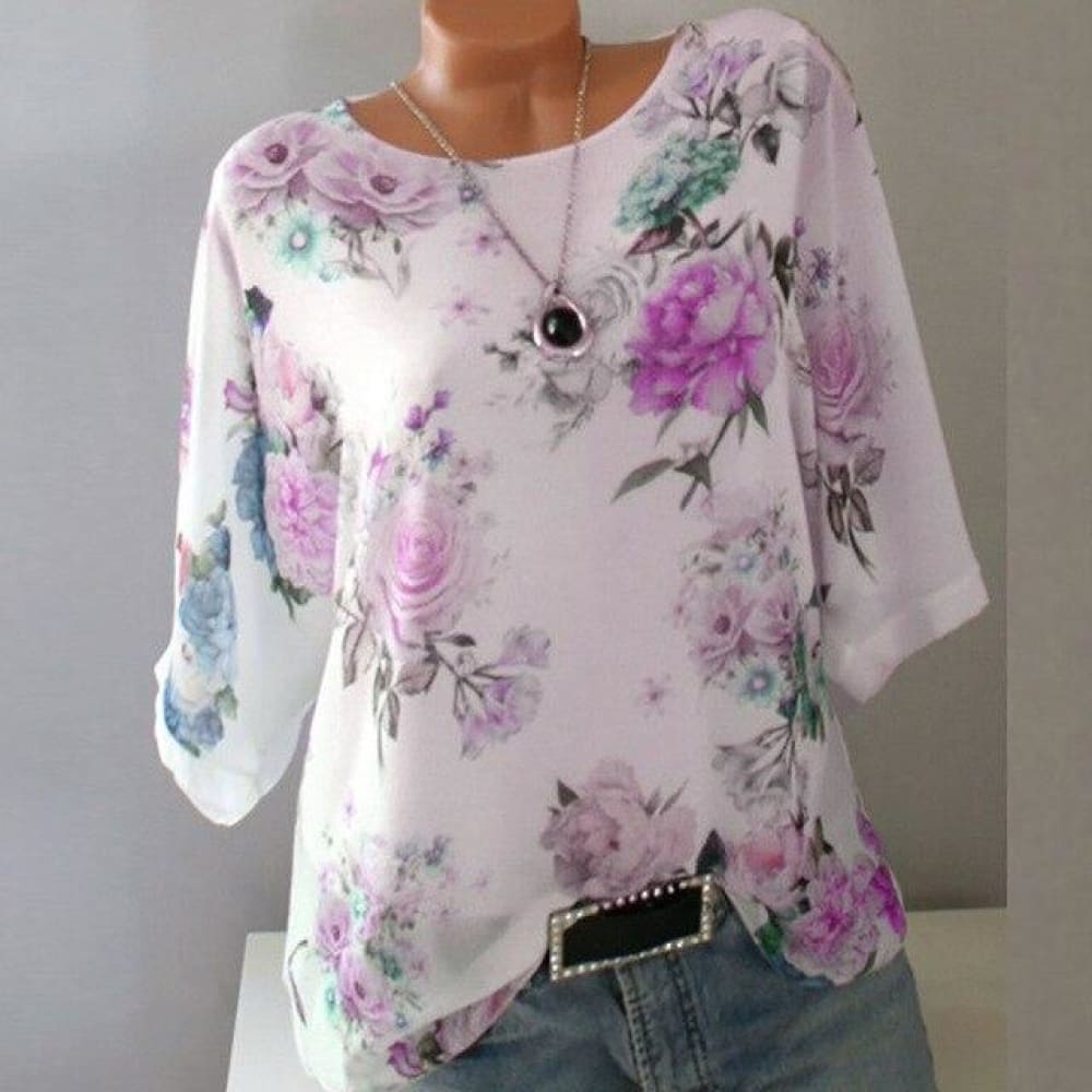 Summer Floral Print Women Blouse - ELECTRONICS-HEAVEN