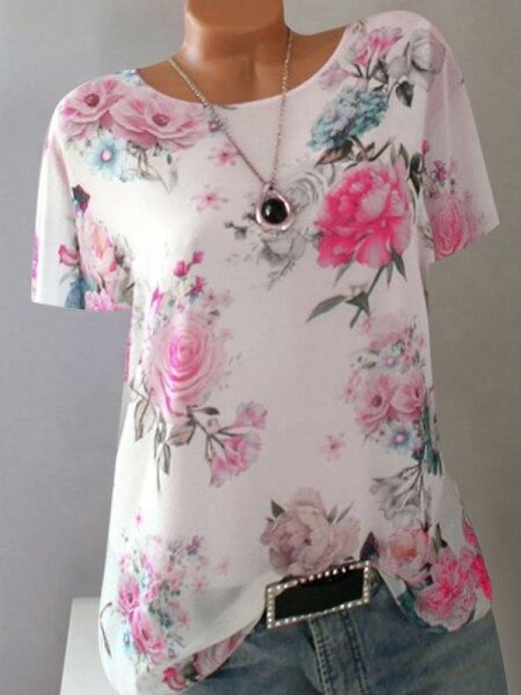 Summer Floral Print Women Blouse - ELECTRONICS-HEAVEN