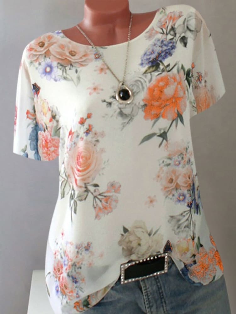 Summer Floral Print Women Blouse - ELECTRONICS-HEAVEN