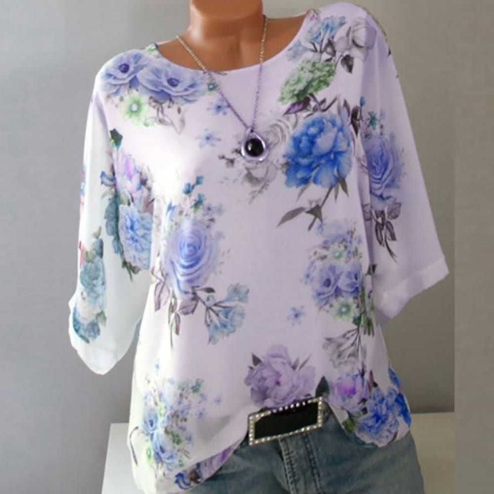 Summer Floral Print Women Blouse - ELECTRONICS-HEAVEN