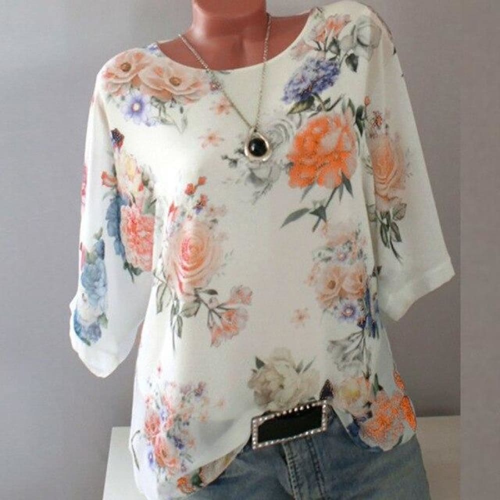 Summer Floral Print Women Blouse - ELECTRONICS-HEAVEN