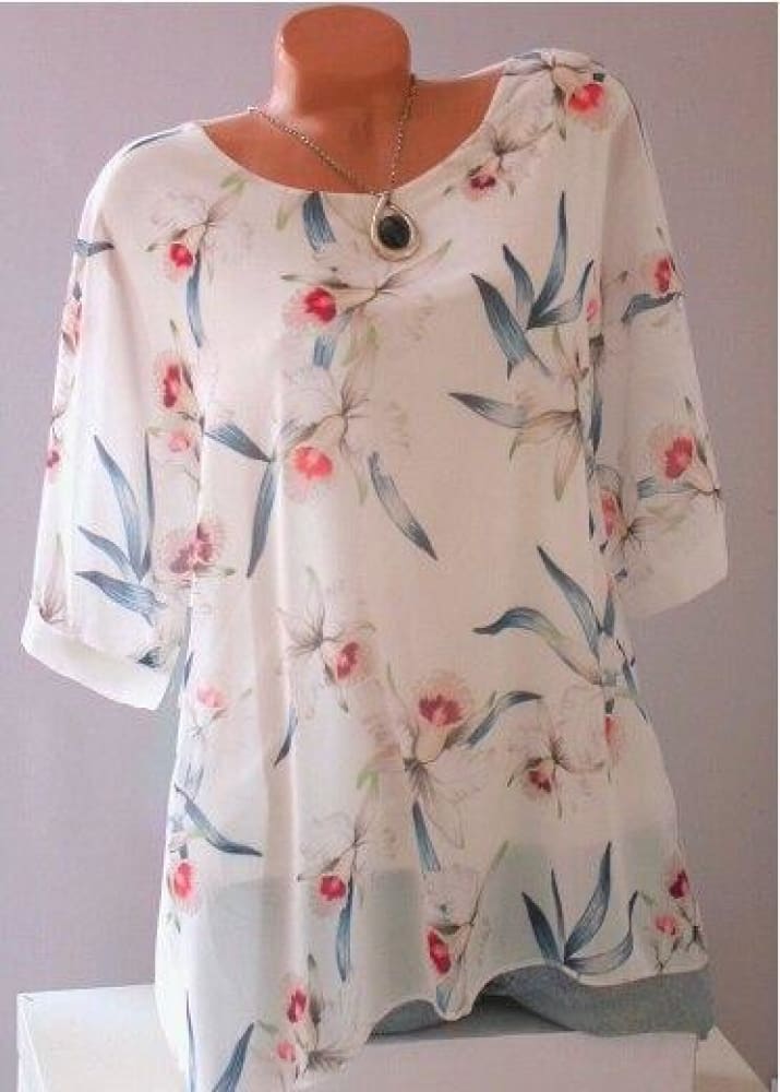 Summer Floral Print Women Blouse - ELECTRONICS-HEAVEN